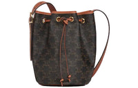 CELINE Triomphe Canvas With Calfskin Canvas Bag Bucket Bag Handbag Shoulder Bag Crossbody Bag Small Size Women's Tawny