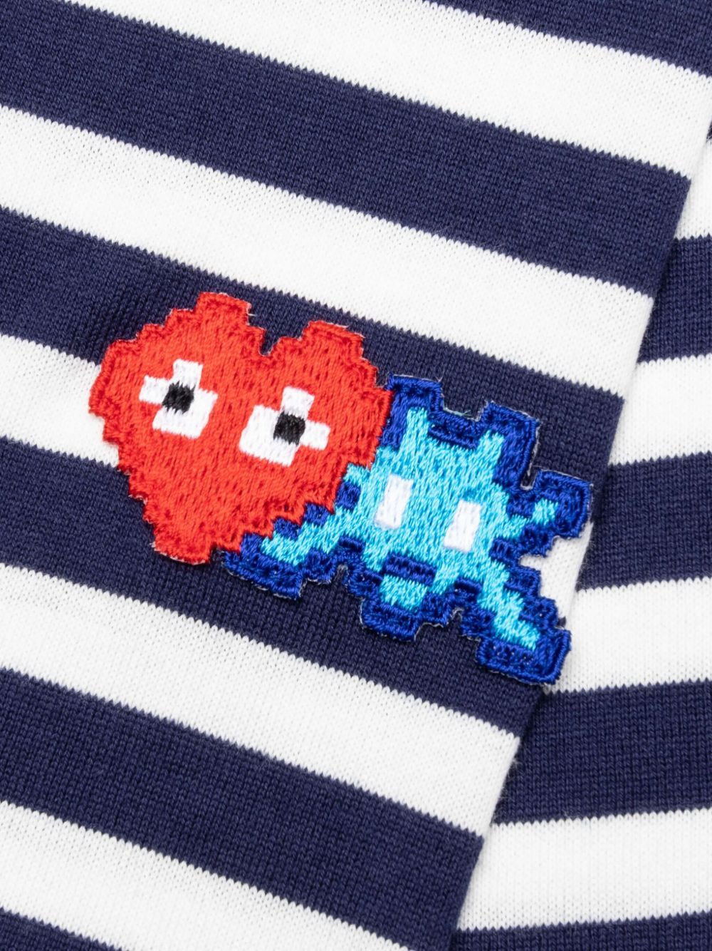 COMME des GARCONS PLAY SS25 Double Heart Striped T-Shirt 'Blue White' AZ-T332-051-1