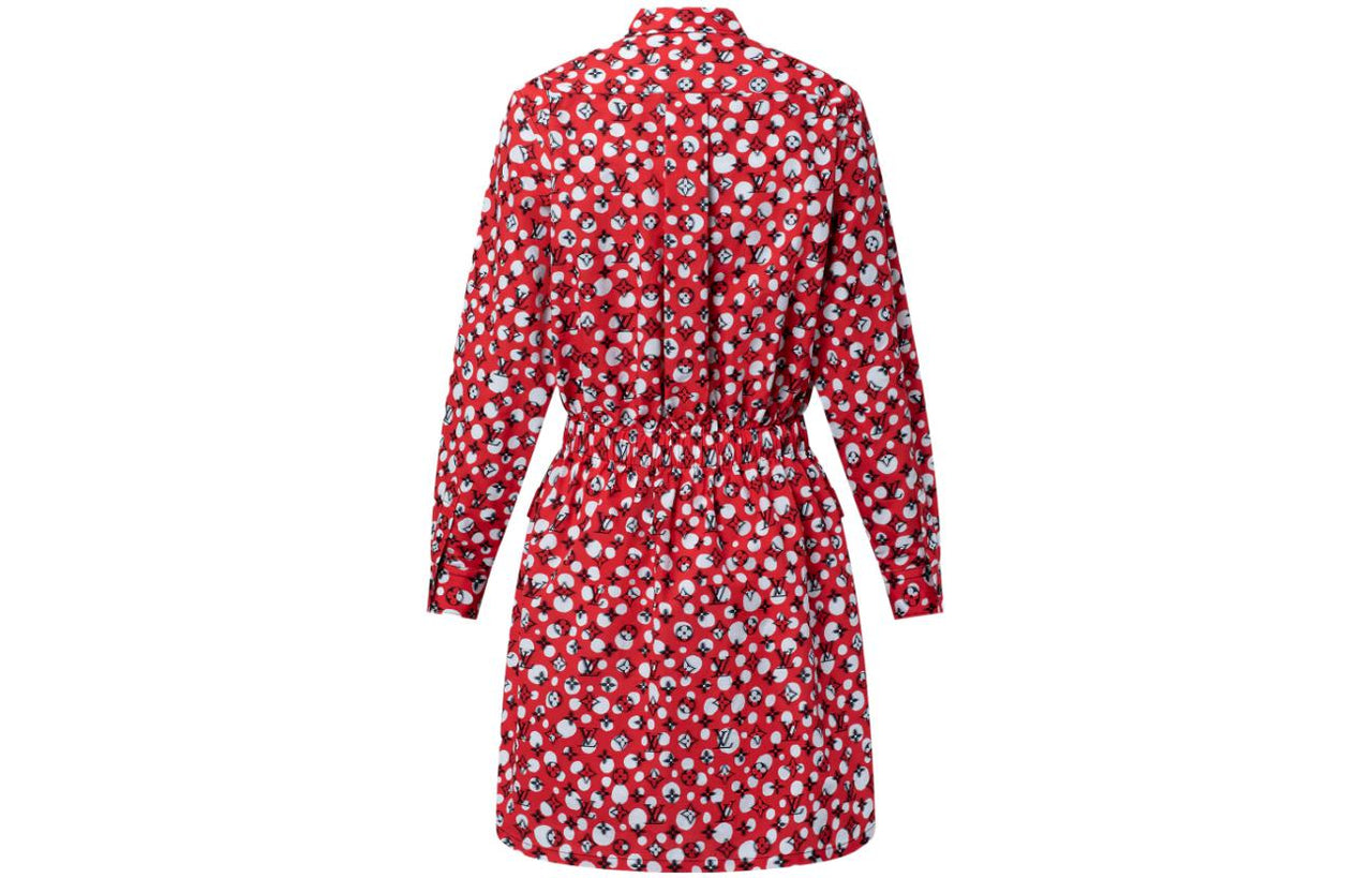 LOUIS VUITTON X Yayoi Kusama Infinity Dots Monogram Shirt Dress Rouge Vif/Red/White