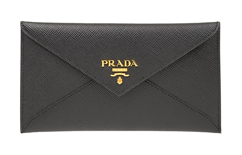 PRADA Calfskin Wallet Women's Black