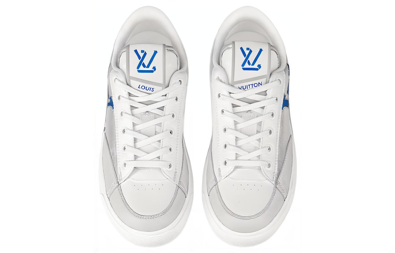 LOUIS VUITTON Charlie Stylish Skateboarding Shoes Women's White Silver