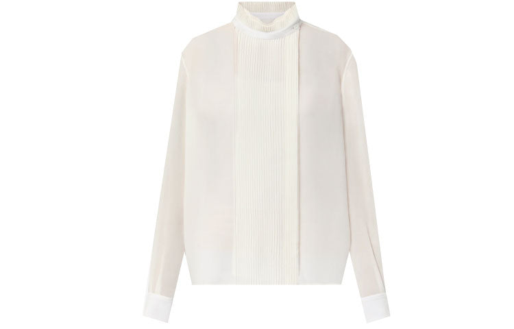 LOUIS VUITTON Pleated Front Sheer Silk Blouse