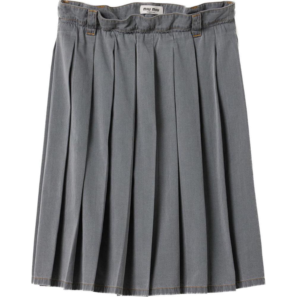 MIU MIU Pleated Chambray Skirt