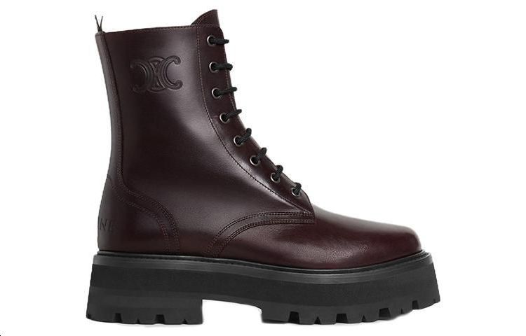 CELINE Ankle Boots 4.5cm Women's Dark Brown