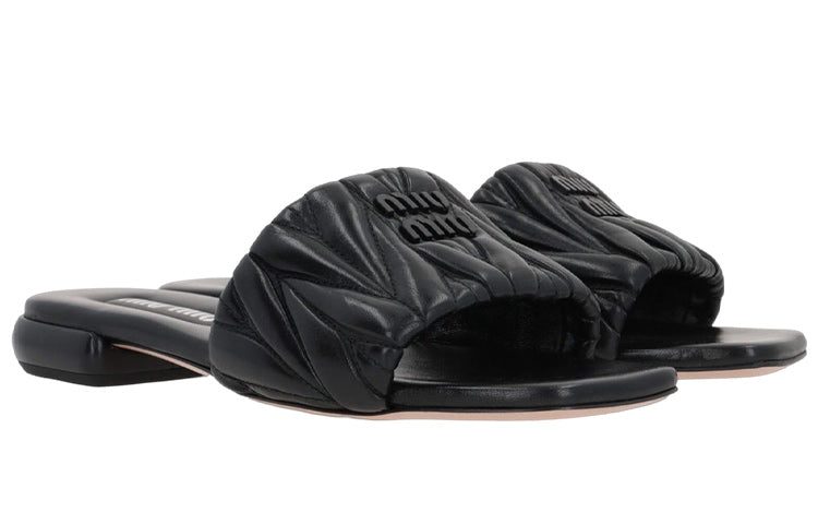 MIU MIU Slide Slippers Women's Black