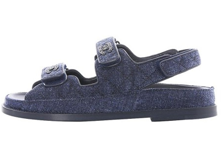 CHANEL Strap Sandals Women's Dark Blue