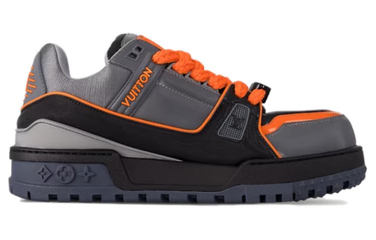 LOUIS VUITTON Trainer Maxi Low Top Skateboard Shoes Men's Gray Orange