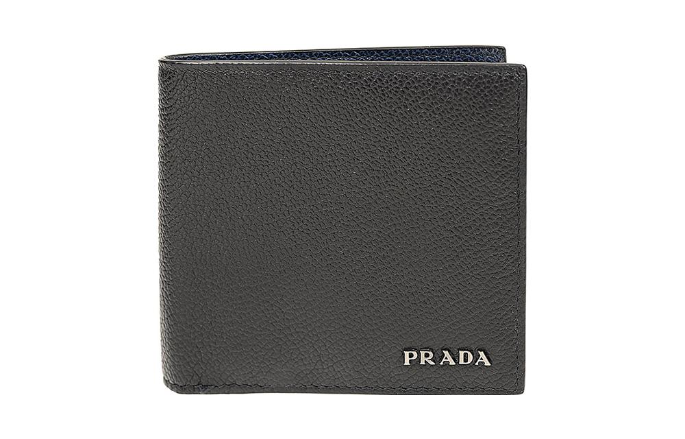 PRADA Calfskin Wallet Men's Black