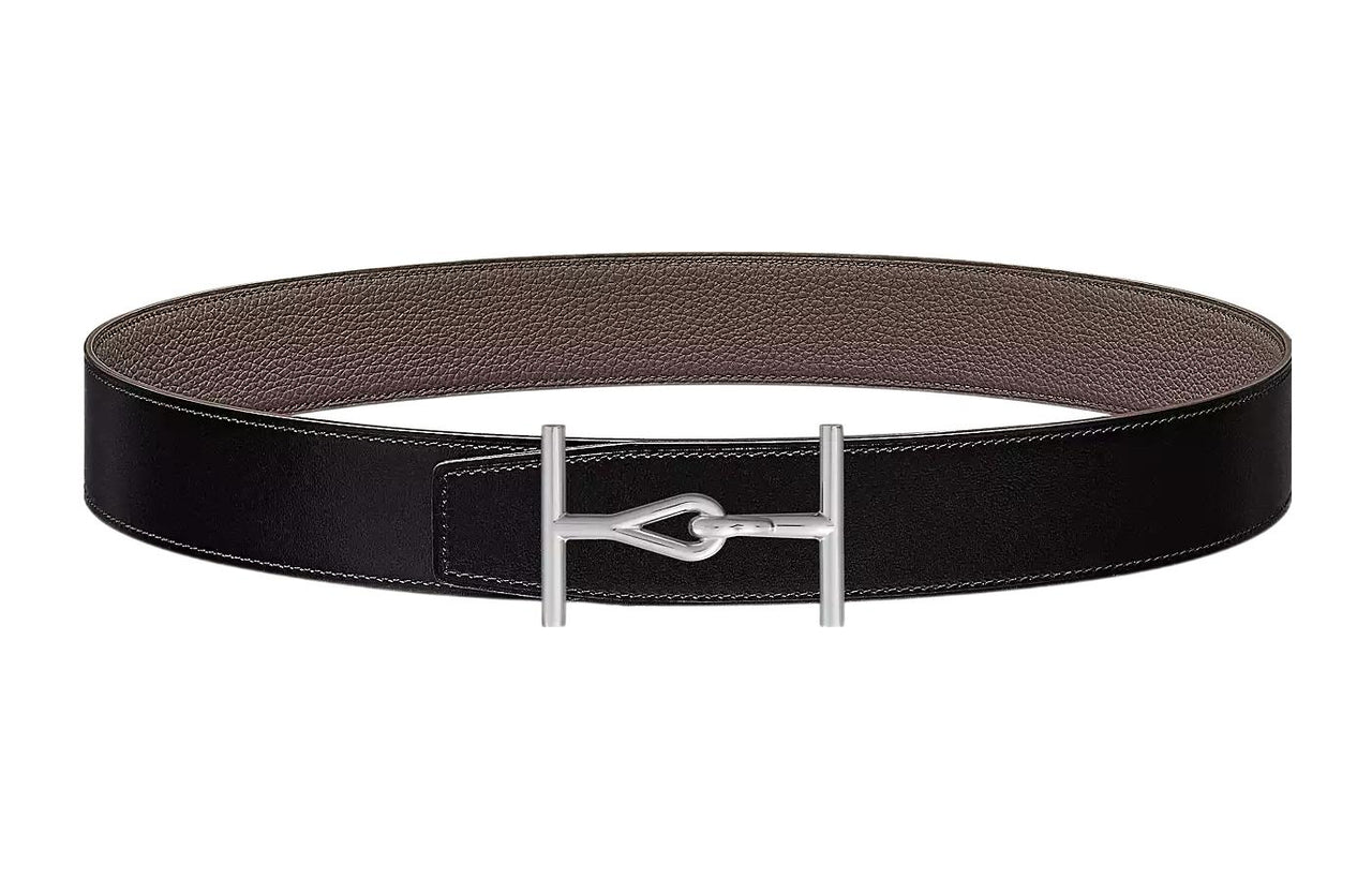 HERMES Leather Belts Men Black