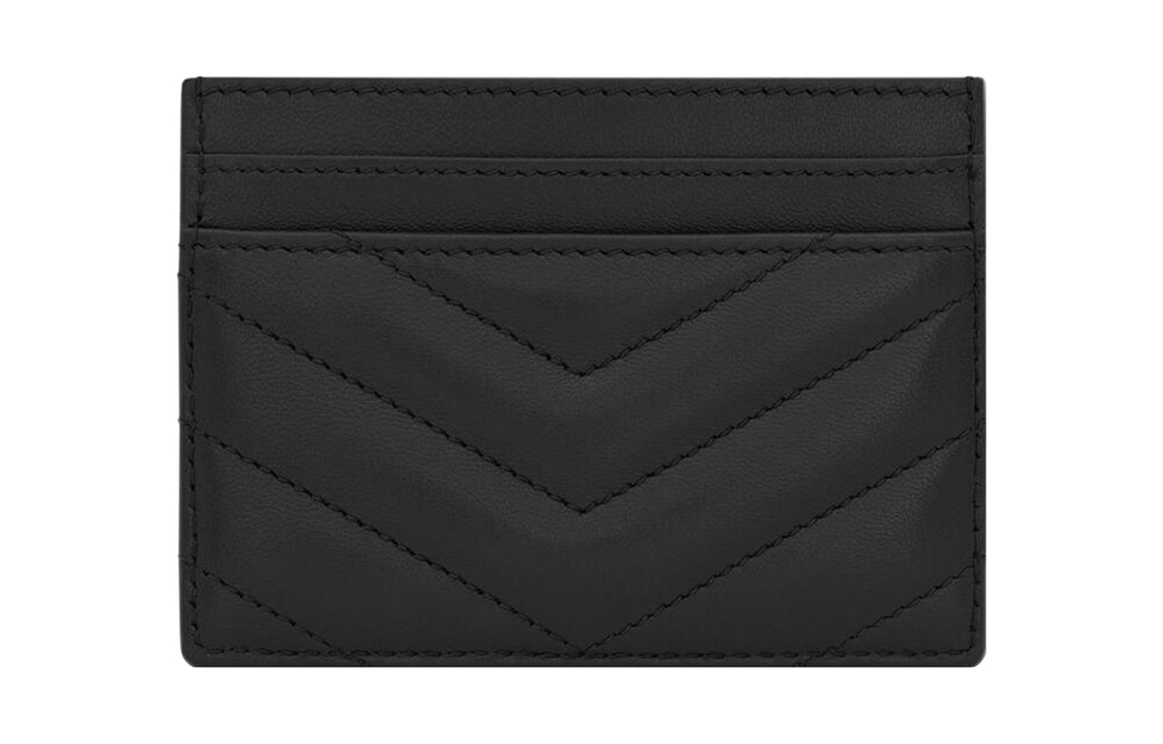 SAINT LAURENT Monogram Sheepskin Card Holder Women's Black