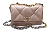 CHANEL 19Bag Pearl Lambskin Handbag Shoulder Bag Crossbody Bag Women's Dark Beige