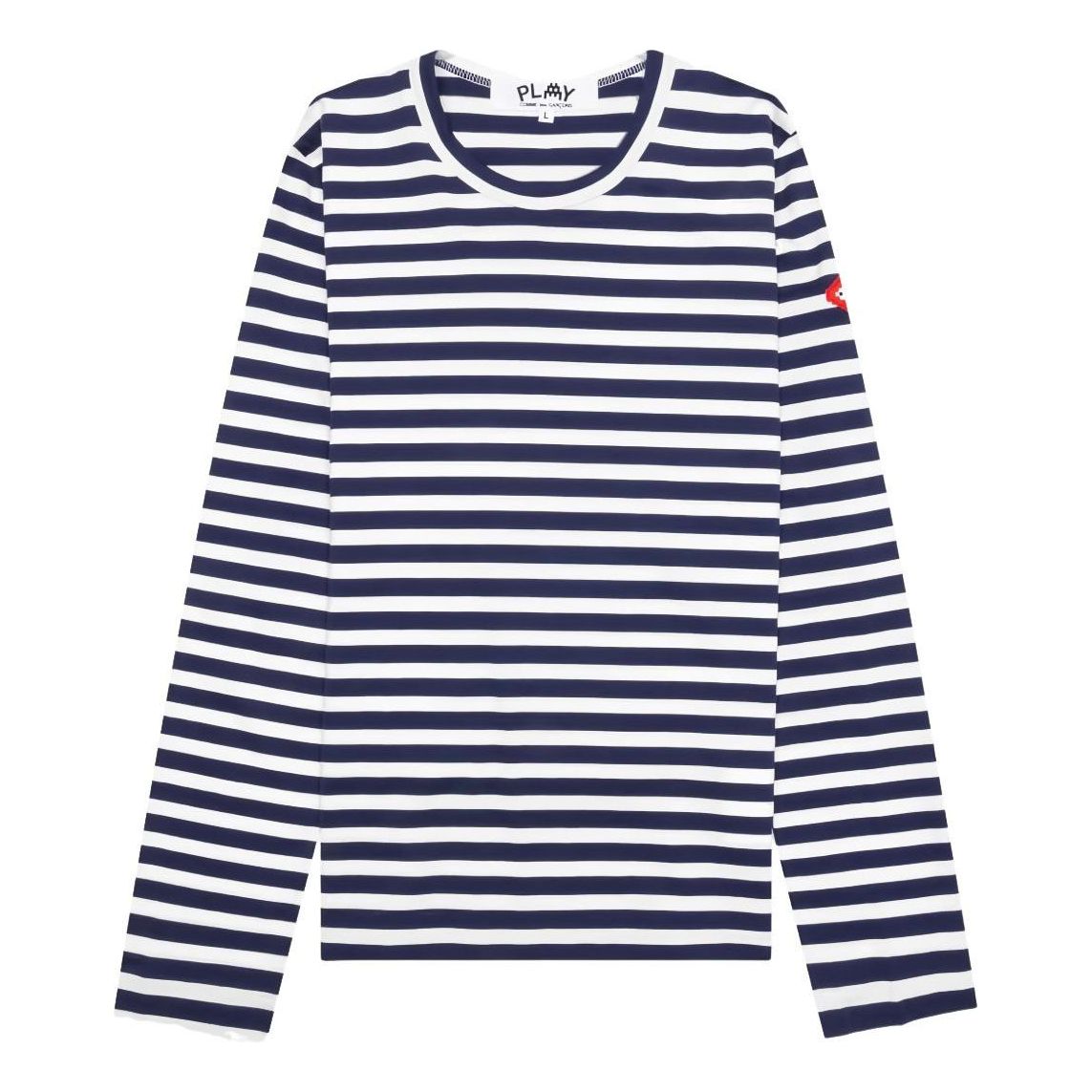 (WMNS) COMME des GARCONS PLAY SS25 PLAY Double Heart Striped T-Shirt 'Blue White' AZ-T331-051-1