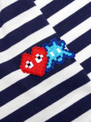 (WMNS) COMME des GARCONS PLAY SS25 PLAY Double Heart Striped T-Shirt 'Blue White' AZ-T331-051-1