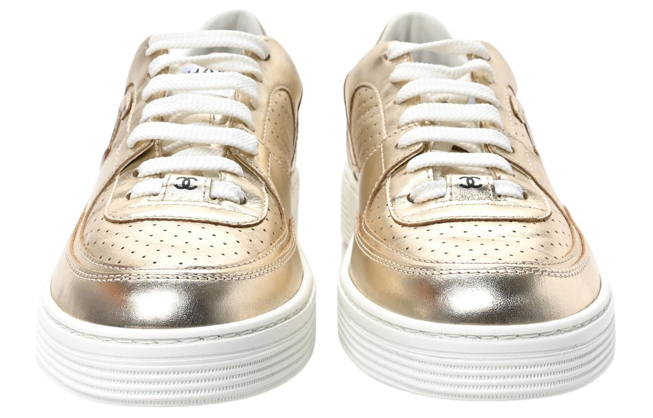 CHANEL Low-Top Skateboard Shoes Women's Gold