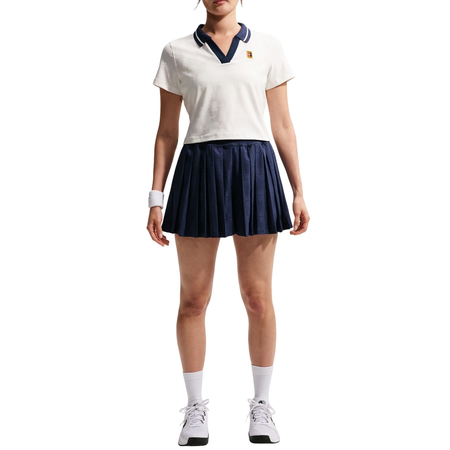 (WMNS) Nike Court Collection Dri-FIT Cropped Polo 'Sail Midnight Navy' IB0772-133