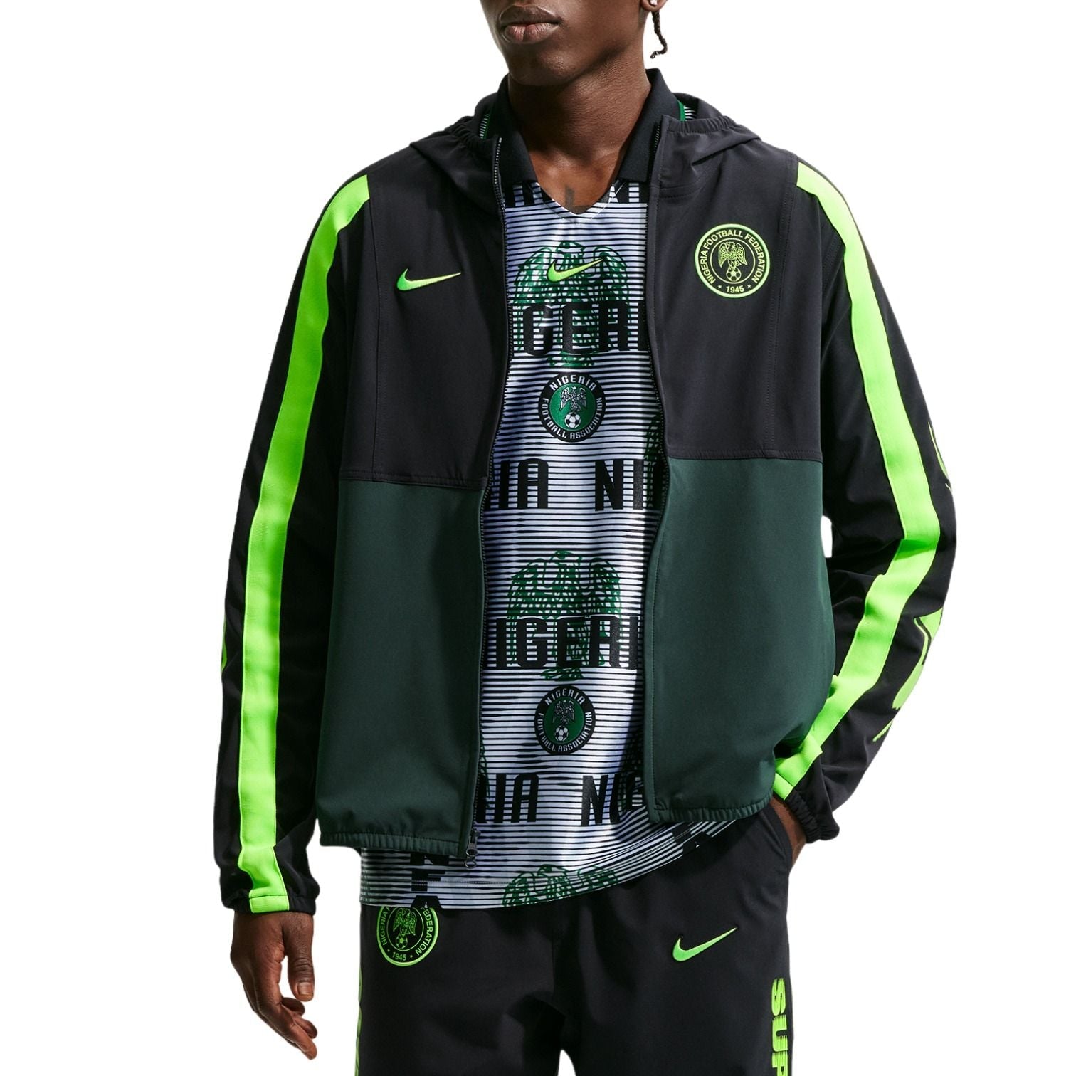 Nike Nigeria Energy Dri-FIT Woven Jacket 'Black Pro Green Electric Green' IH1286-010