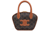 CELINE Cow Leather Bowling Bag Shoulder Bag Crossbody Bag Handbag Mini Women's Tawny