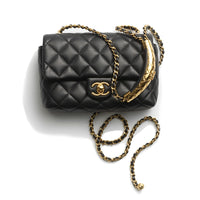 CHANEL Lambskin Flap Bag Shoulder Bag Mini Women's Black