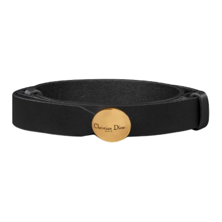 DIOR D-Pépite Logo Calfskin Leather Belts Women's Black Width: 2CM