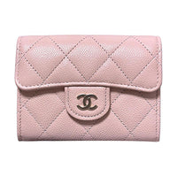 CHANEL Classic Flap CF Embossed Calfskin With Metal Coin Purse Wallet With Flap Women's Cherry Blossom Pink