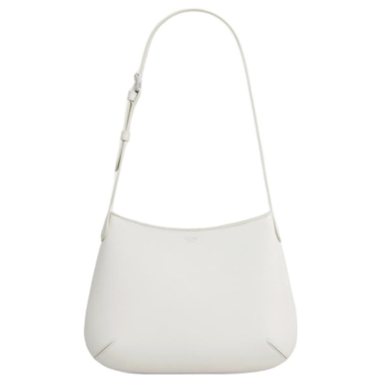 CELINE Bright Calfskin Handbag, Shoulder Bag Women's White