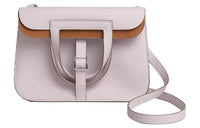 HERMES Halzan Clemence Bullock Leather Handbag Shoulder Bag Crossbody Bag Regular Women's Pink Brown