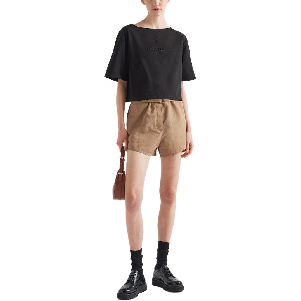 PRADA SS24 Drop Shoulder Sleeve T Shirt Women's Black