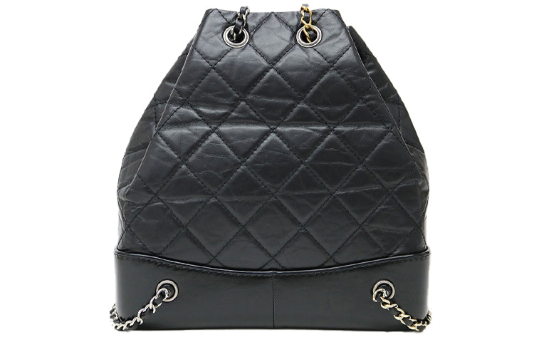 CHANEL Gabrielle Cow Leather Backpack Small Size Women's Black