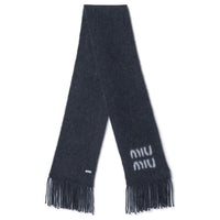 MIU MIU Wool Knit Scarves Women's Blue