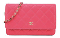 CHANEL WOC Lambskin Mouth Cover Bag Crossbody Bag Women's Peach Pink