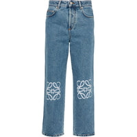 LOEWE Anagram Cropped Jeans In Denim Mid Blue