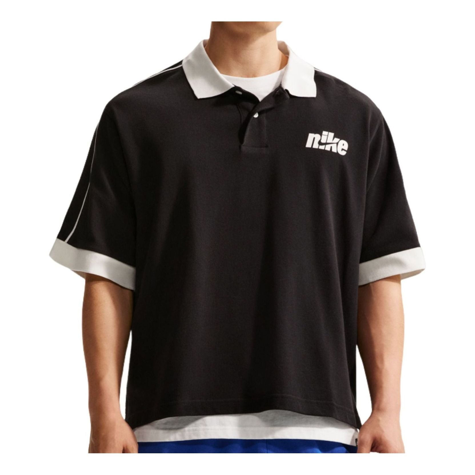 Nike Sportswear Club Oversized Polo Shirt 'Black Sail' IF0724-010