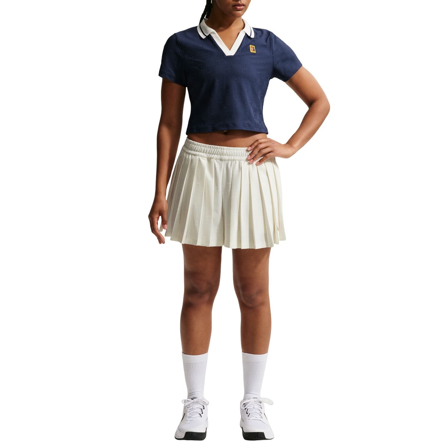 (WMNS) Nike Court Collection Dri-FIT Cropped Polo 'Midnight Navy Sail' IB0772-410