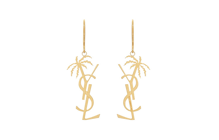 SAINT LAURENT Palm Monogram Pendant Earrings