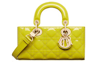 DIOR Lady D-JOY Patent Leather Cowhide Dior Bag Shoulder Bag Crossbody Bag Handbag Small Size Women's Lime Yellow