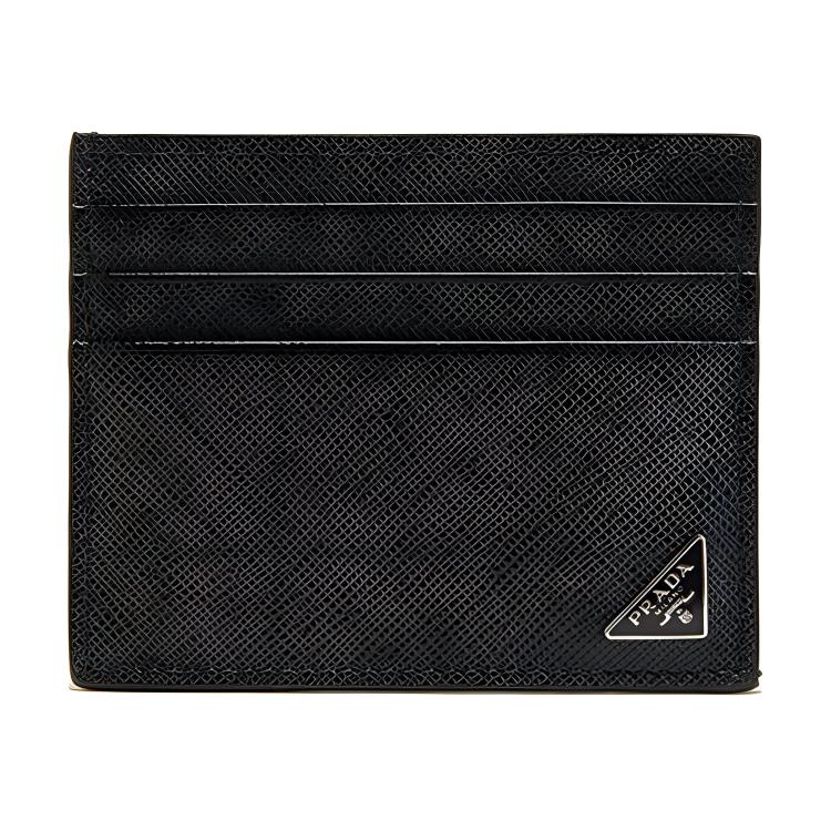 PRADA Saffiano Leather Card Holder Men's Black