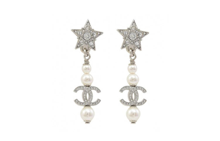 CHANEL 2020 Cc Star Rhinestone Earrings