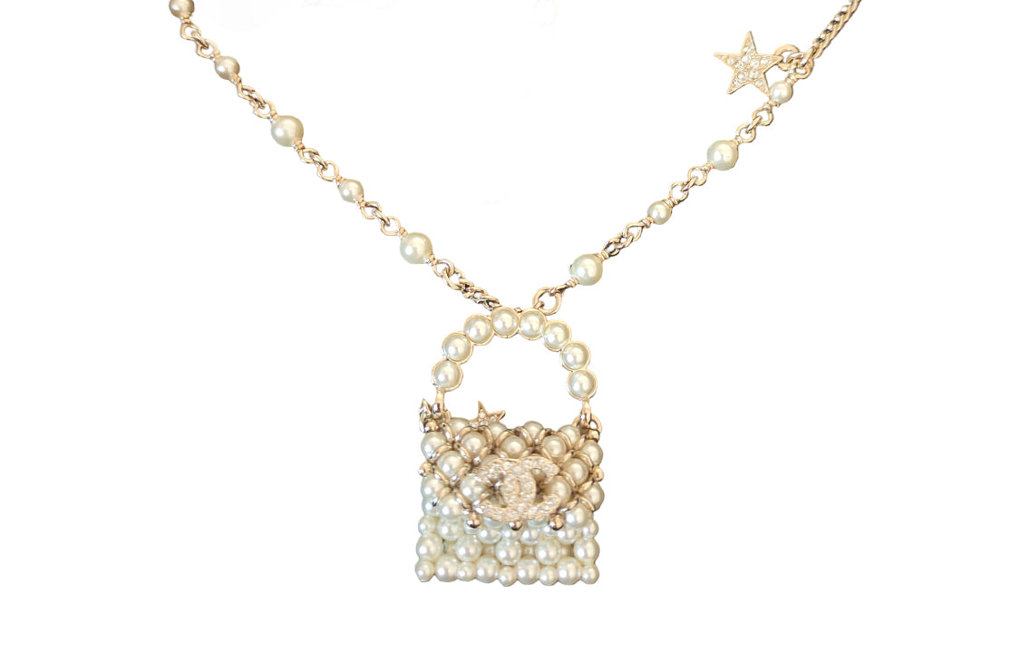CHANEL Synthetic Cubic Zirconia, Rhinestone, Pearl, Metal Necklaces Women's Gold