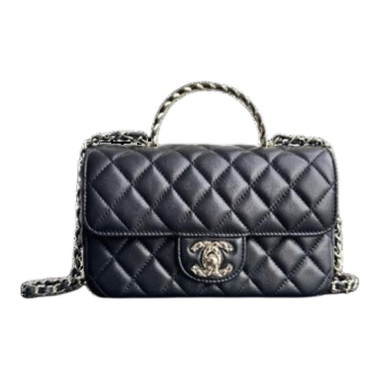 CHANEL Leather Portable Crossbody Bag Shoulder Bag Women's Black