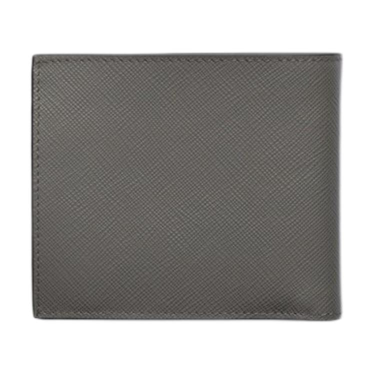 PRADA Saffiano Cow Leather Wallet Men's Light Gray With Caramel Accents