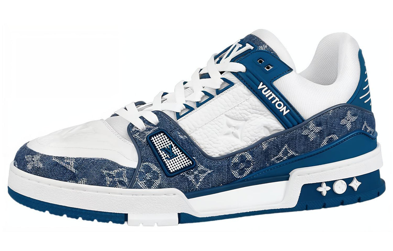 LOUIS VUITTON Trainer Low-Top Stylish Skateboarding Shoes Unisex Blue White