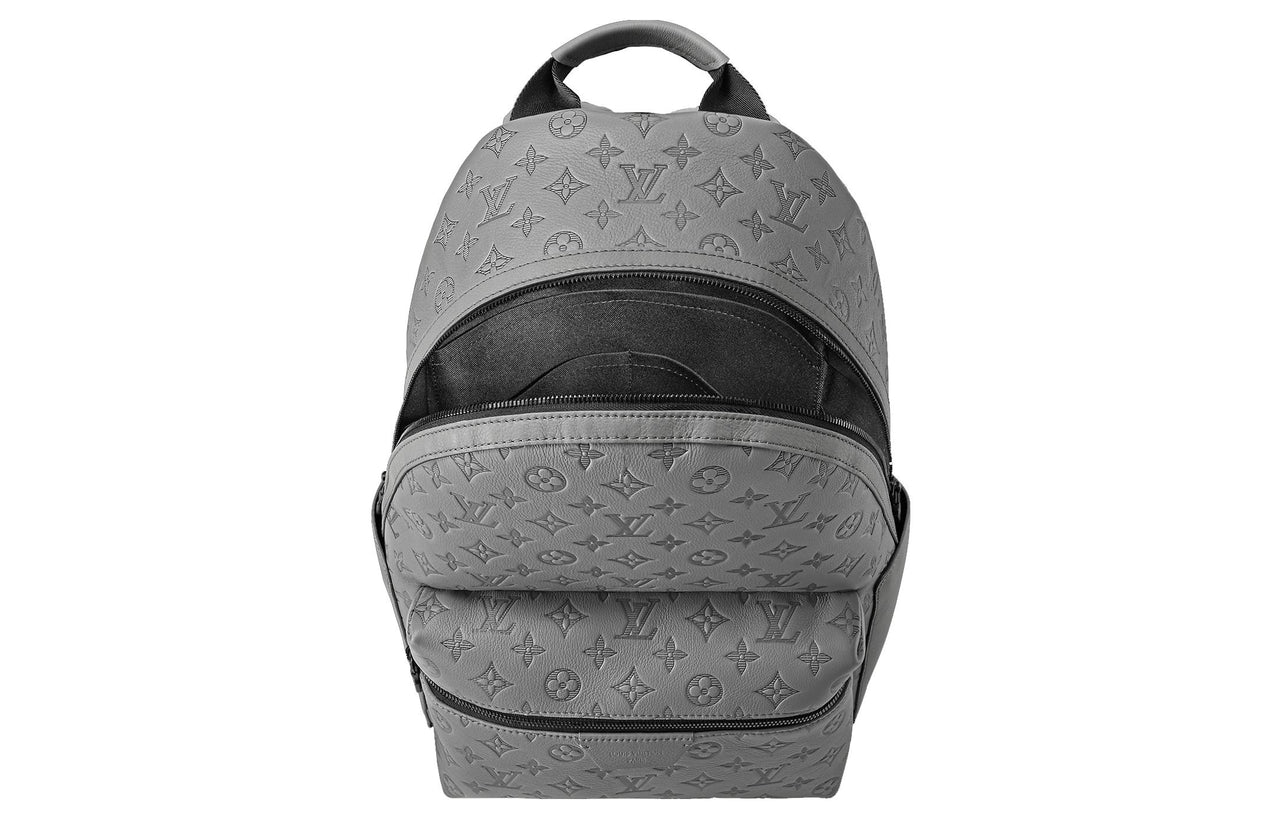 LOUIS VUITTON Discovery Cow Leather Backpack Men's Gray