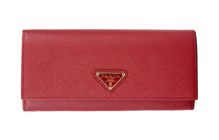 PRADA Cow Leather Wallet Women's Red