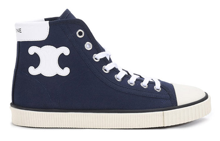 CELINE High Top Canvas Shoes Women's Marine Blue