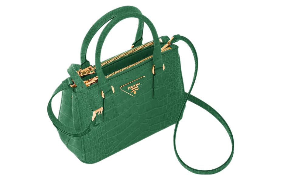 PRADA Galleria Killer Bag Crocodile Leather Shoulder Bag Crossbody Bag Handbag Mini Women's Green
