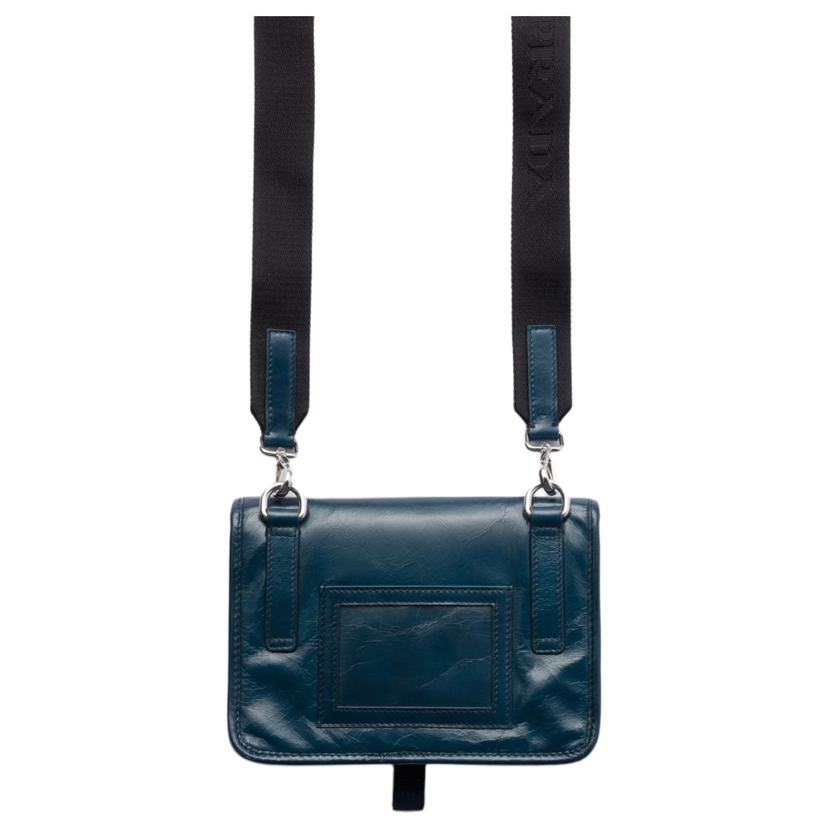 PRADA Leather, Nylon One Shoulder Crossbody Cell Phone Pouch Unisex Denim Blue