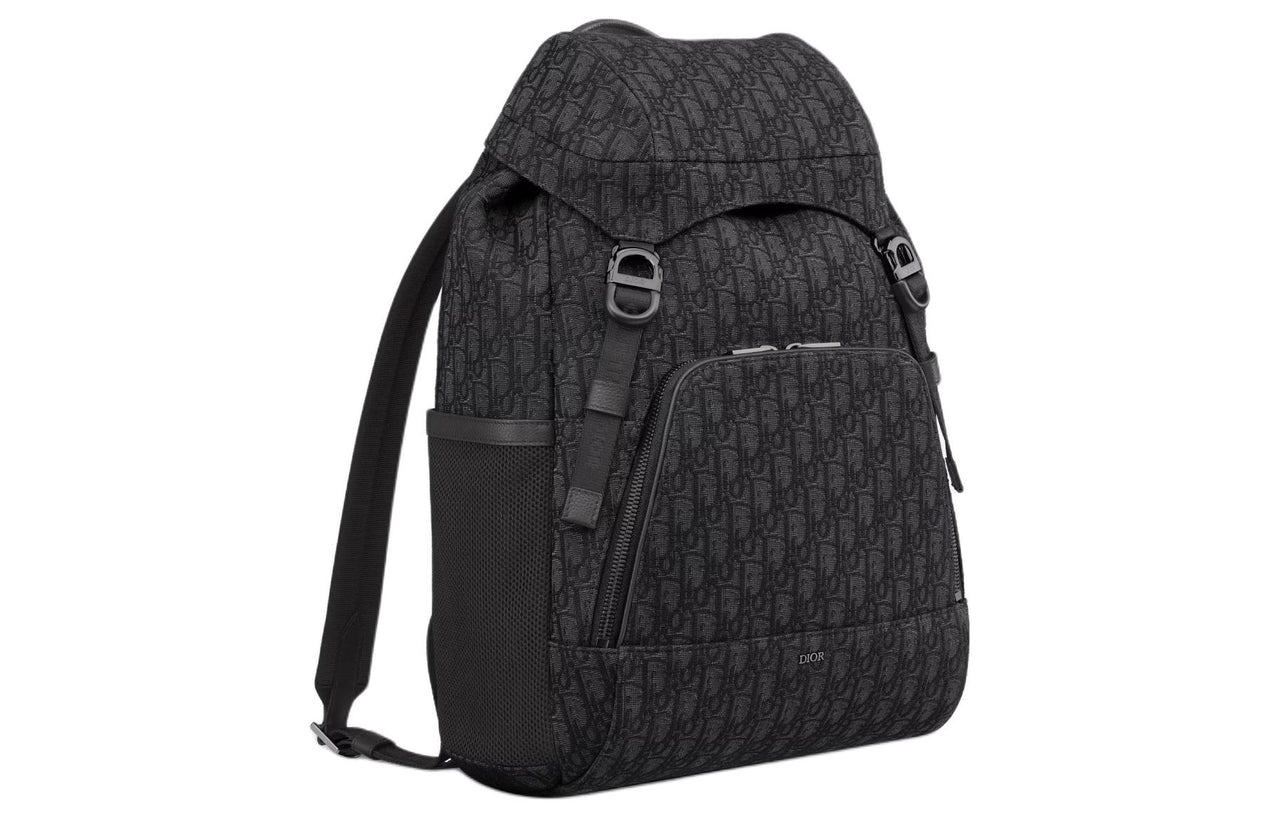 DIOR 8 Oblique Printed Fabric Backpack Men's Black