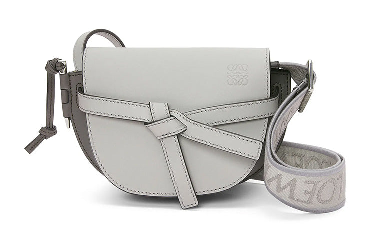 LOEWE Gate Soft Cow Leather Crossbody Bag, Shoulder Bag Women's Pearl Gray & Dark Gray
