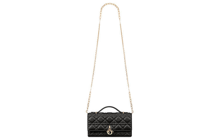DIOR Lady Dior Sheepskin One Shoulder Crossbody Clutch Regular Women's Black