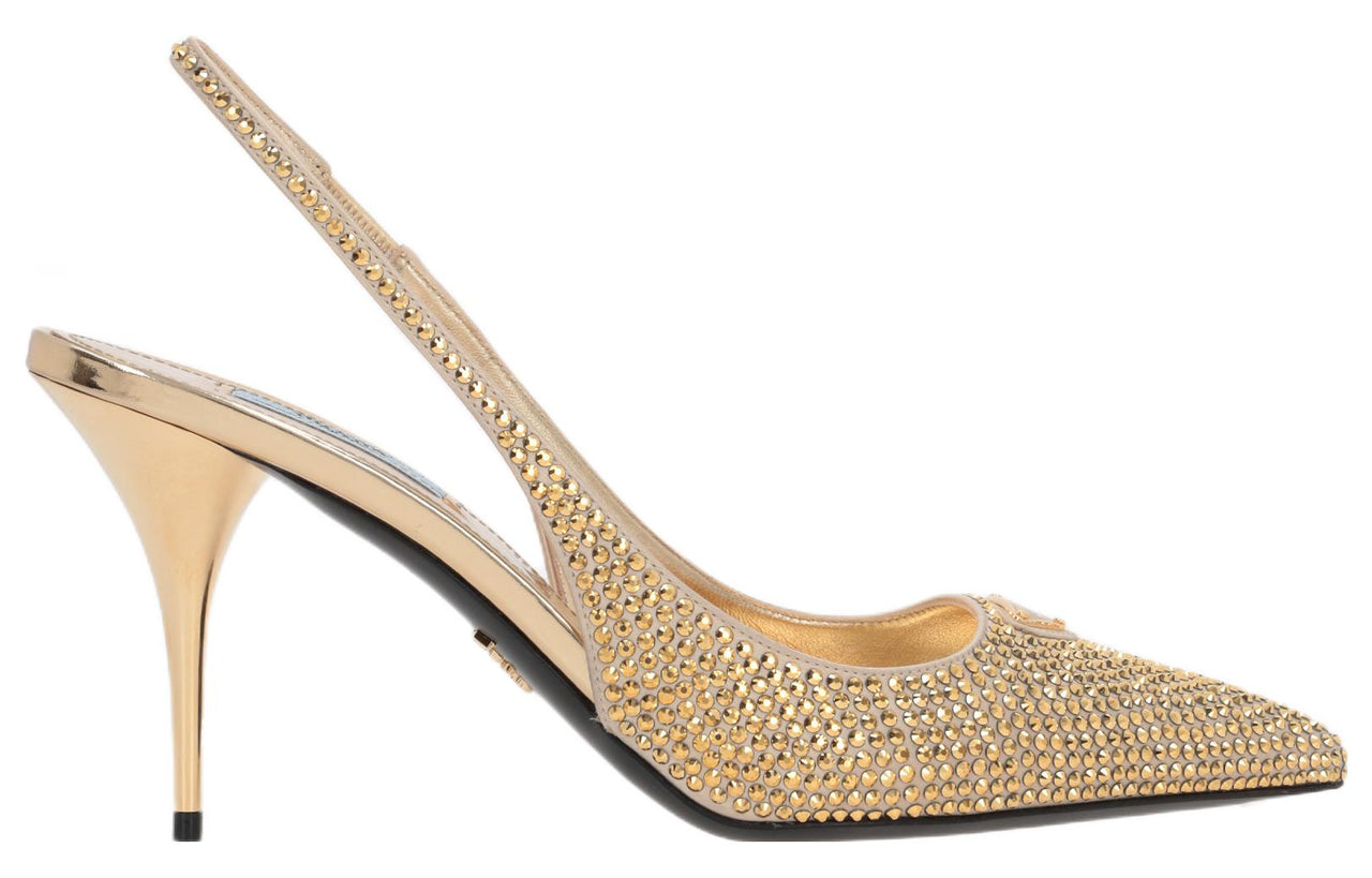 PRADA Cone Heel High Heels Women's Gold